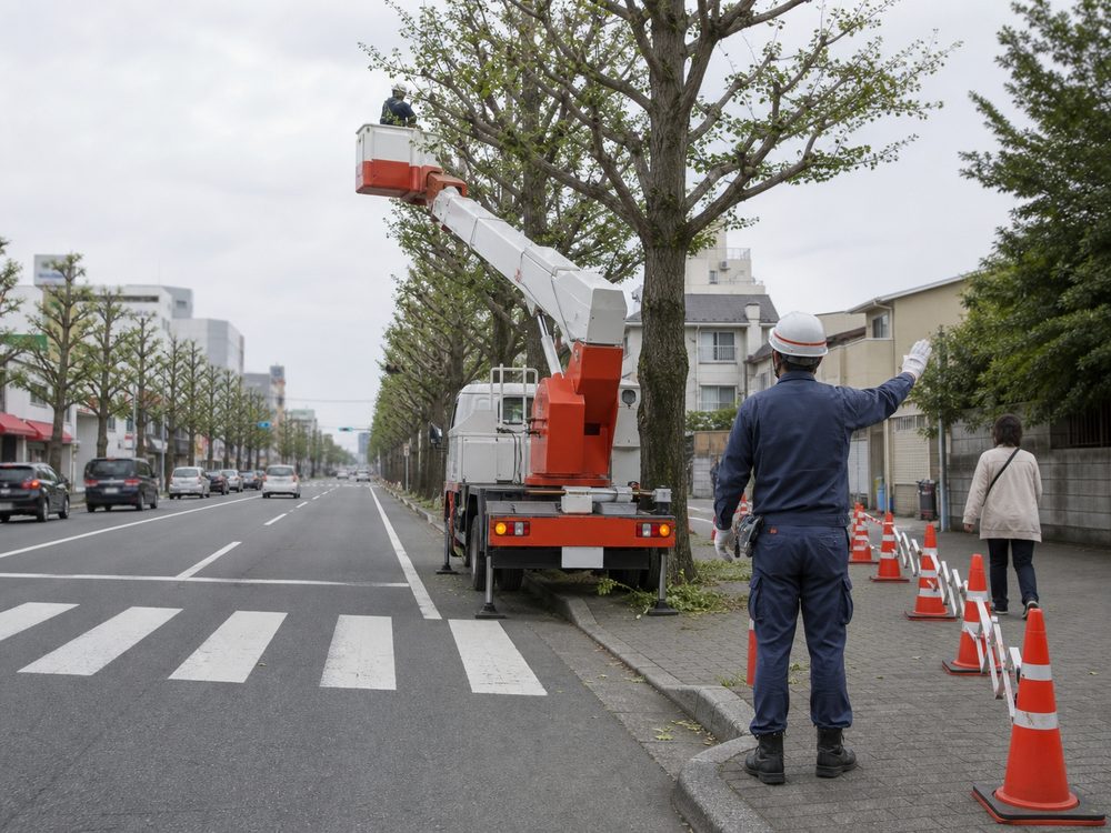 街路樹の樹木を手入れする現場のイメージ